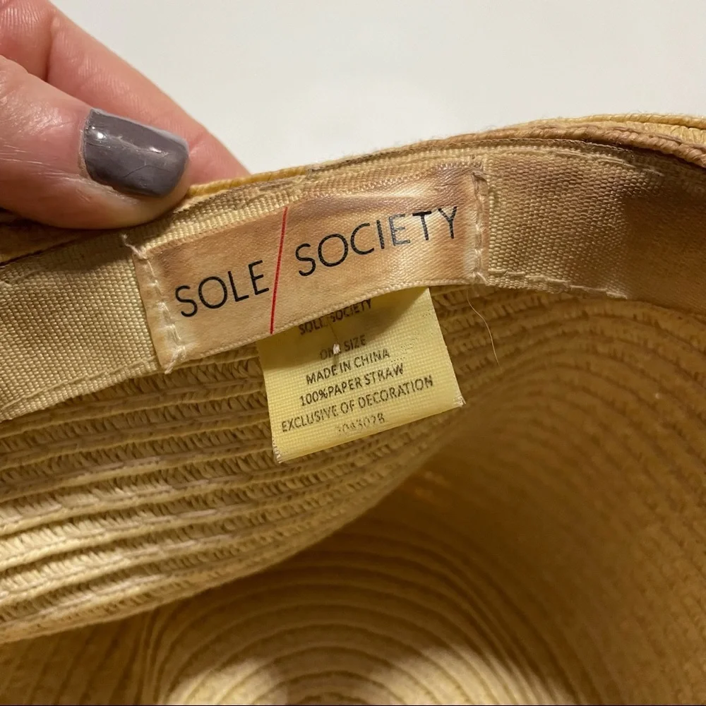 Sole Society 100% Paper Straw Boho Summer Preppy Vacation Beach Casual Hat